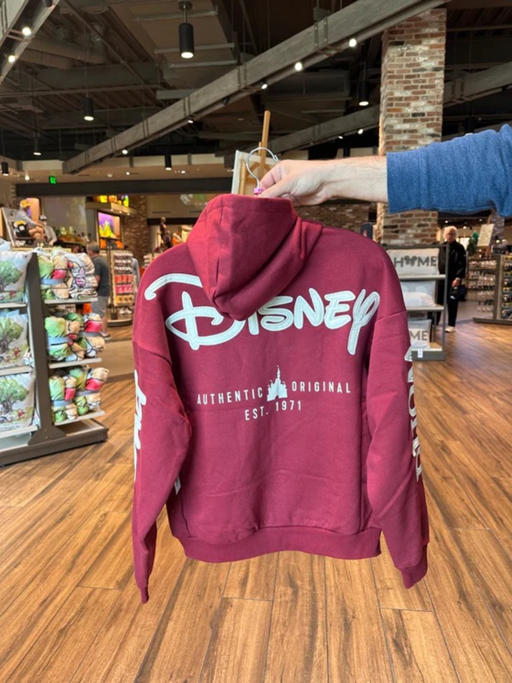 Disney Maroon Pullover Hoodie with White Logo